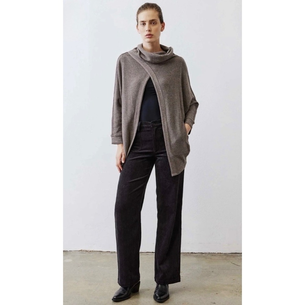 NEW Ruti Wrapped Up Cocoon Knit Cardigan Cashmere Lambwool Chocolate Brown OS
